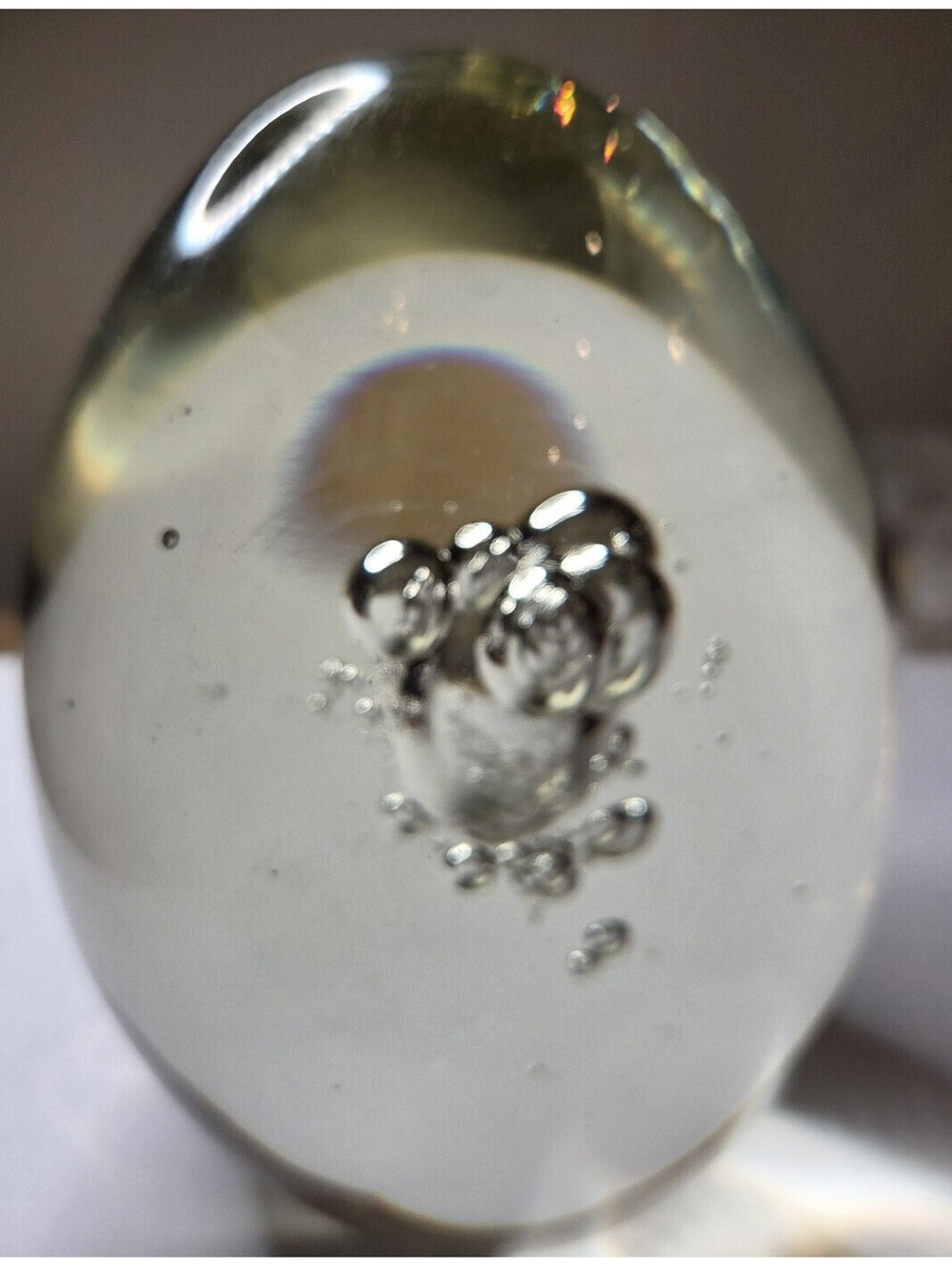 Vintage Murano Style Art Glass Clear Controlled Bubbles 7" Tall Paperweight